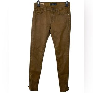 Ralph Lauren Polo Tan Bronze Coated Skinny Low Rise Jeans Size 27 Women’s Denim